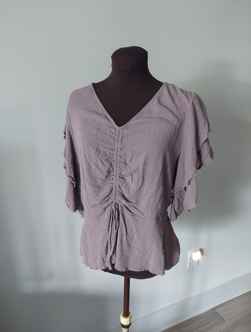 Dusty Purple Flutter Sleeve Top